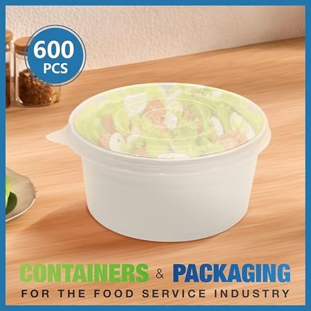 Fresh salad stored in a round paper soup containers with secure PP flat lid.jpg