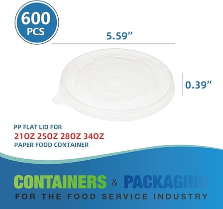 Clear Flat PP plastic lids for paper soup containers shown with dimensions.jpg