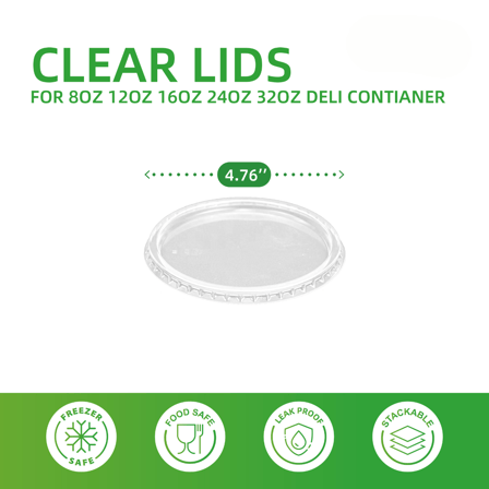 Clear 12-32 oz. Plastic Deli Containers Lids - (500/Case)
