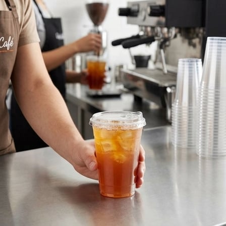 Clear Strawless Sip Lid for PET Plastic Cold Cup, Fits 16 oz - (1000/Case) product image