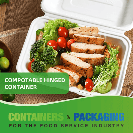 9" x 6" No PFAS Added 1-Compartment Bagasse Take-Out Containers - (200/Case)