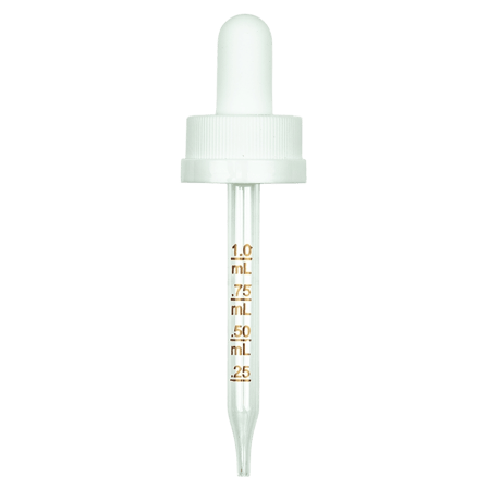 CRC (Child Resistant Closure) Dropper - White with Measurement Markings on Pipette - 109mm 22-400(1000/case)