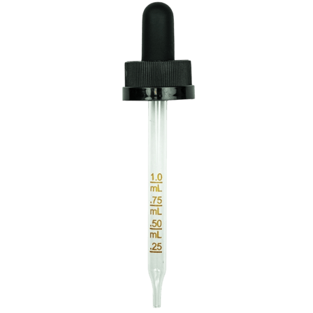 CRC Dropper - Black w/Markings on Pipette and 1ml Tall Bulb - 91mm 20-400(1400/case)