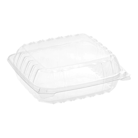Dart 8 14 x 8 14 x 3 Clear Hinged Plastic Take-Out Container