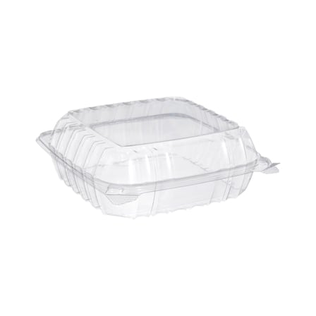 Dart ClearSeal C90PST1 Clear Hinged Lid PS Plastic Container, 8 x 8 x 3.jpg