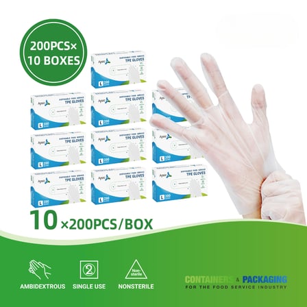 Clear Disposable TPE Food Service Gloves (Large)- 2000/Case