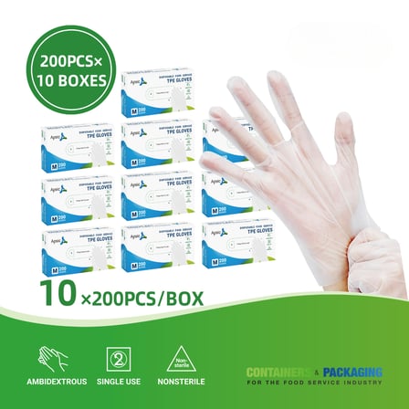 Clear Disposable TPE Food Service Gloves (Medium)- 2000/Case