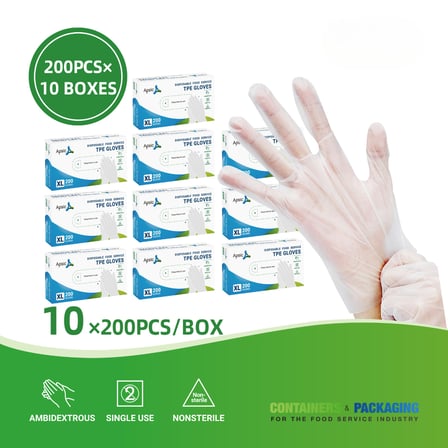 Clear Disposable TPE Food Service Gloves (Extra Large)- 2000Case