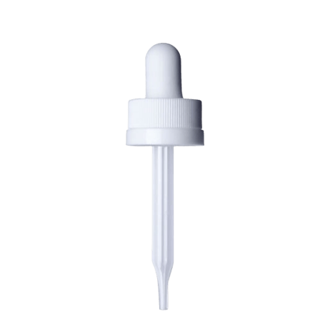 18-400 White CRC Dropper with 66 mm Glass Pipette (Fits 0.5 oz Boston Round Bottle) - 1000/Case