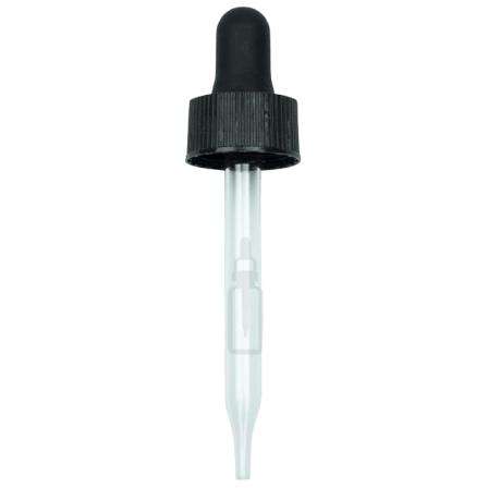 20-400 Black Dropper with 76 mm Glass Pipette (Fits 1 oz Boston Round Bottle) - 1000/Case