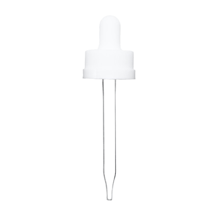 20-400 White CRC Dropper with 76 mm Glass Pipette (Fits 1 oz Boston Round Bottle) - 1400/Case
