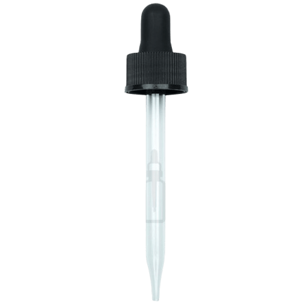 20-400 Black Dropper with 91 mm Glass Pipette (Fits 2 oz Boston Round Bottle) - 1000/Case