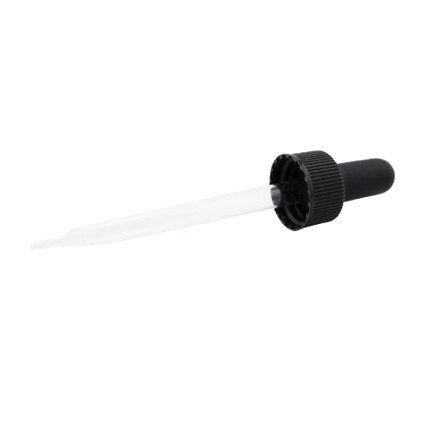 20-400 Black Dropper with 91 mm Glass Pipette (Fits 2 oz Boston Round Bottle) - 1000/Case