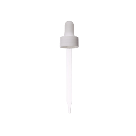 20-400 White Dropper with 91 mm Glass Pipette (Fits 2 oz Boston Round Bottle) - 1000/Case