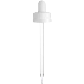 22-400 White CRC Dropper with 108 mm Glass Pipette (Fits 4 oz Boston Round Bottle) - 1000/Case