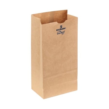 Duro bulwark 5 lb. Extra heavy duty natural kraft paper grocery bag.jpg
