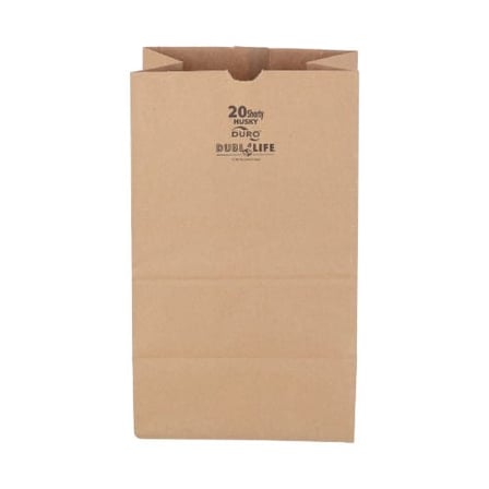 Duro dubl life husky 20 lb. Heavy duty short recycled kraft paper grocery bag.jpg