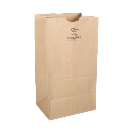 Duro dubl life husky 25 lb. Heavy duty short recycled kraft paper grocery bag.jpg