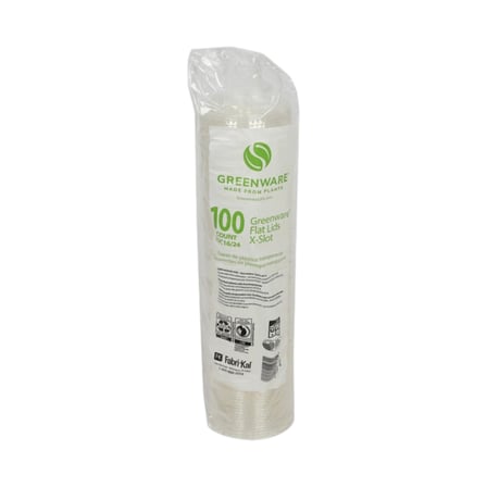 Pack of Fabri-Kal Greenware Compostable Clear PLA Plastic Lid with Straw Slot, Fits 12 to 14 Ounces.jpg