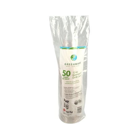 Pack of Fabri-Kal Greenware Compostable Clear PLA Plastic Squat Cold Cup, 12 to 14 Ounces.jpg