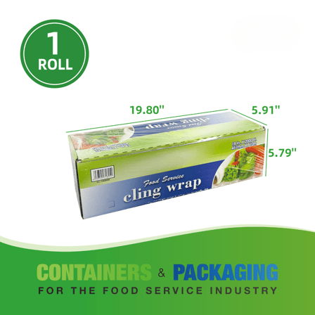 18"×2000' Food Service Cling Wrap with Serrated Cutter - (1 Roll)