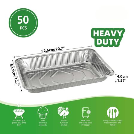 Heavy Duty Full Size Aluminum Foil Steam Table Pans Shallow - (50/Case)