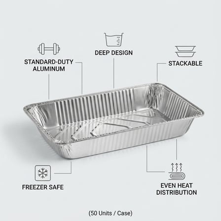Full Size Standard-Duty Foil Steam Table Pan Deep - (50/Case) product image