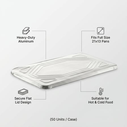 Full Size Heavy-Duty Foil Steam Table Pan Lid - (50/Case) product image
