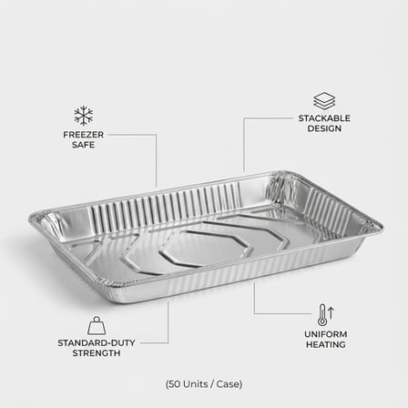 Full Size Standard-Duty Foil Steam Table Pan Medium - (50/Case) product image