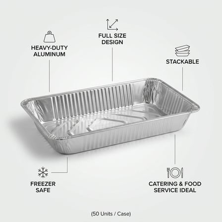Full Size Heavy-Duty Foil Steam Table Pan Deep - (50/Case) product image