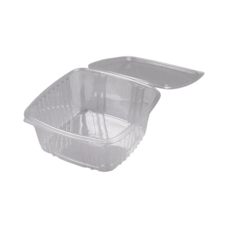 Empty Genpak Clear Rectangular Hinged Deli Container, 64 Ounces.jpg