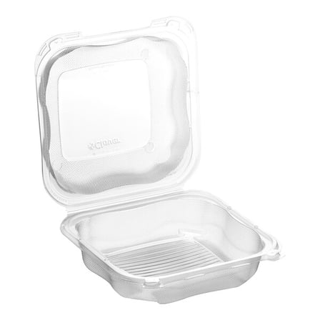 Genpak Clover Clear PP Plastic Hinged Container, Microwave Safe, 8 x 8 x 3.jpg