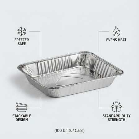 Half Size Standard-Duty Foil Steam Table Pan Medium - (100/Case) product image