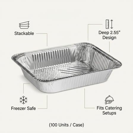 Half Size Standard-Duty Foil Steam Pan Deep - (100/Case) product image