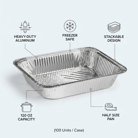 Half Size Heavy-Duty Foil Steam Pan Deep - (100/Case) product image