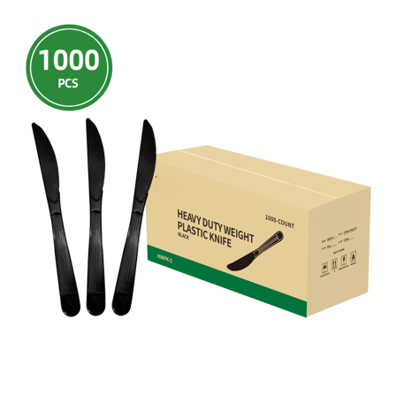 7.4" Black Heavy Weight Plastic Knifes - (1000/Case)