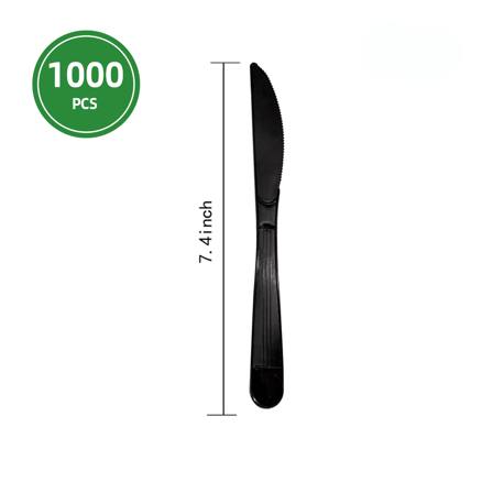 7.4" Black Heavy Weight Plastic Knifes - (1000/Case)
