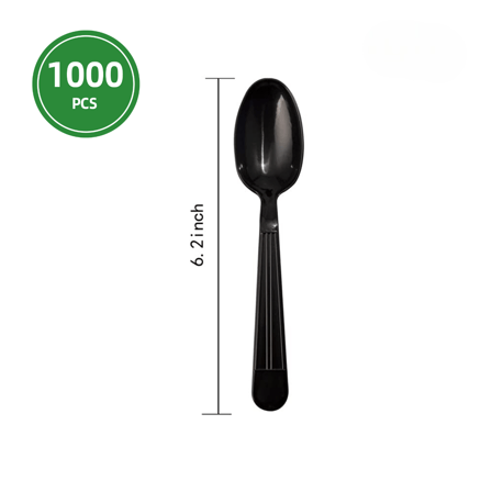 6.2" Black Heavy Weight Plastic Tea Spoons - (1000/Case)
