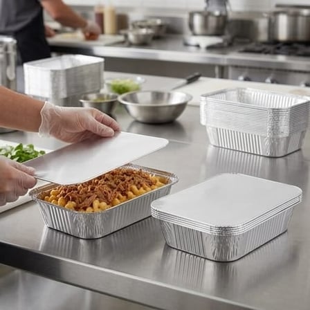Oblong Foil-Laminated Board Lid for 1.5 lb. Deep Foil Take-Out Container - (500/Case) product image