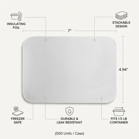 Oblong Foil-Laminated Board Lid for 1.5 lb. Deep Foil Take-Out Container - (500/Case) product image