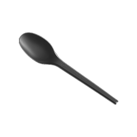 6 1/2" Black Heavy Weight CPLA Plastic Spoon