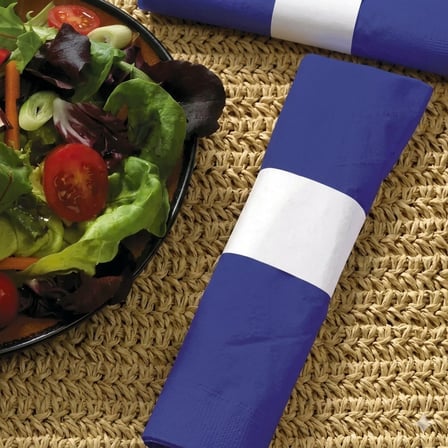 Hoffmaster White Adhesive Paper Napkin Band with Purple Napkin, 1 by 4 inches.jpg