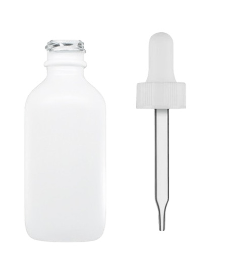 2 oz Flat Matte White Boston Round Glass Bottle with 20-400 Neck Finish - (172/Case)