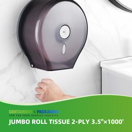 2-PLY Jumbo Bath Tissue Roll 3.5" × 1000' - (12-Roll/Case)