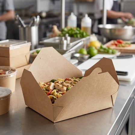 Kraft PLA Lined Compostable #2 Take-Out Container 7.75" x 5.5" x 2" - (200/Case) product image