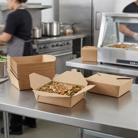 Kraft PLA Lined Compostable #3 Take-Out Container 7.75" x 5.5" x 2.5" - (200/Case) product image