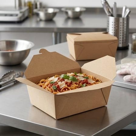 Kraft PLA Lined Compostable #4 Paper Take-Out Container 7.75" x 5.5" x 3.5" - (200/Case) product image