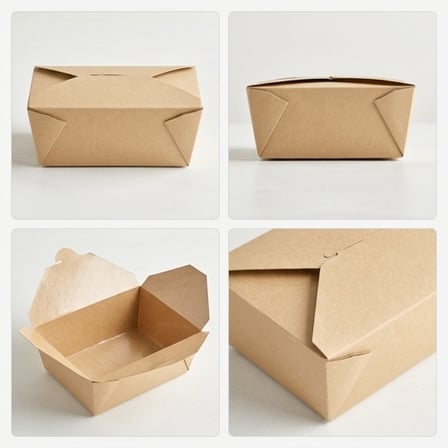 Kraft PLA Lined Compostable #4 Paper Take-Out Container 7.75" x 5.5" x 3.5" - (200/Case) product image
