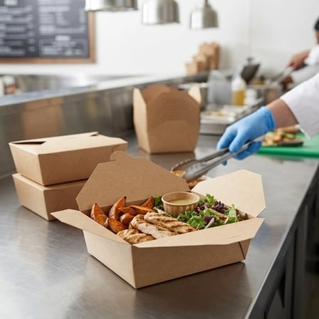Kraft PLA Lined Compostable #8 Take-Out Container 6" x 4.625" x 2.5" - (200/Case) product image