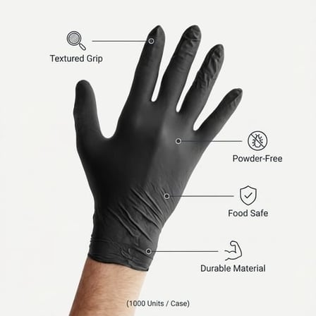 Disposable Powder-Free Nitrile Black Gloves - Large - (1000/Case) product image
